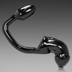 TAILPIPE chastity-sling+deep reach rubbery buttplug asslock OXBALLS black